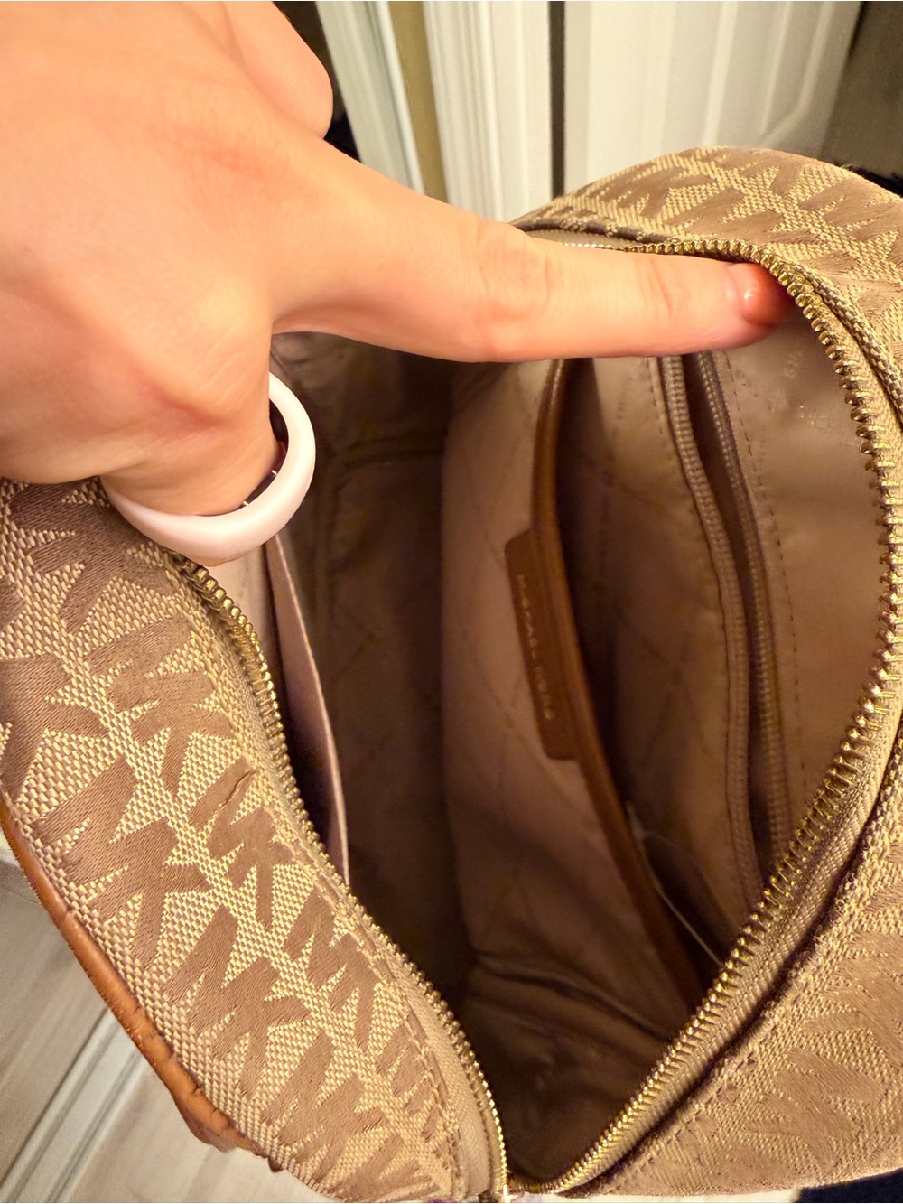 Michael Kors Tan & Brown Stripe Logo Mini Backpack - Picture 2 of 5